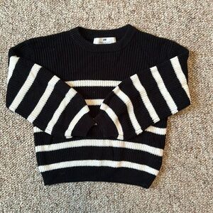 H&M - Girl - 3/4 Year - Ribbed Black & White Stripped Sweater